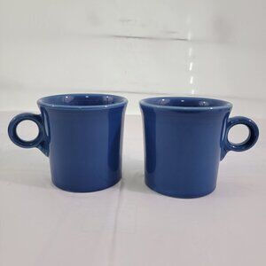 Homer Laughlin Fiesta USA Pottery Blue Ring Handle Coffee Tea Mugs – Set of 2